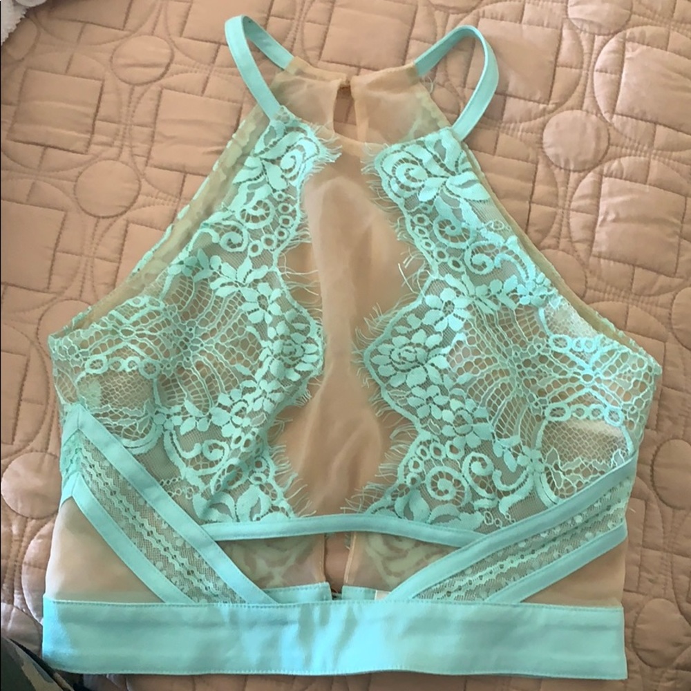 Mesh and lacy open back top